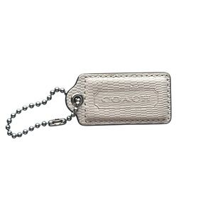 Coach White Textured Large Hangtag with Ball Chain